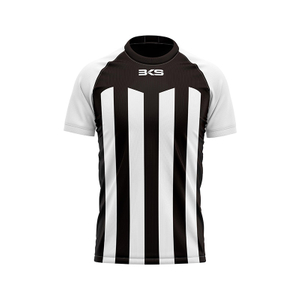 Black And White Striped Compound Sports Short Sleeve