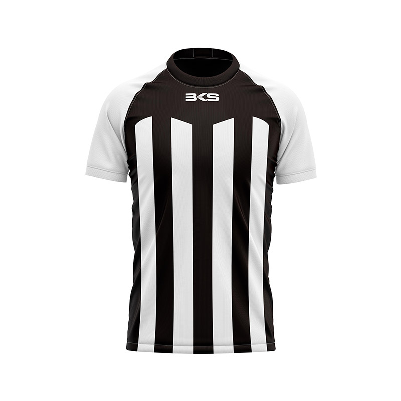 Black And White Striped Compound Sports Short Sleeve
