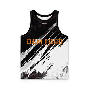 Black And White Mixed Color Sleeveless Breathable Sports Vest