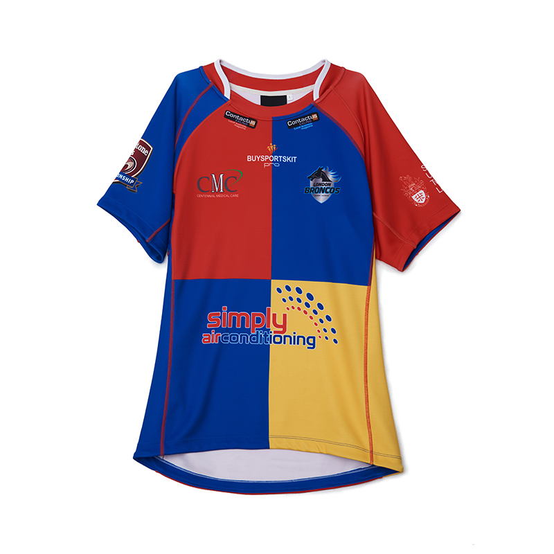 Red, Yellow And Blue Short-sleeved Rugby Jersey