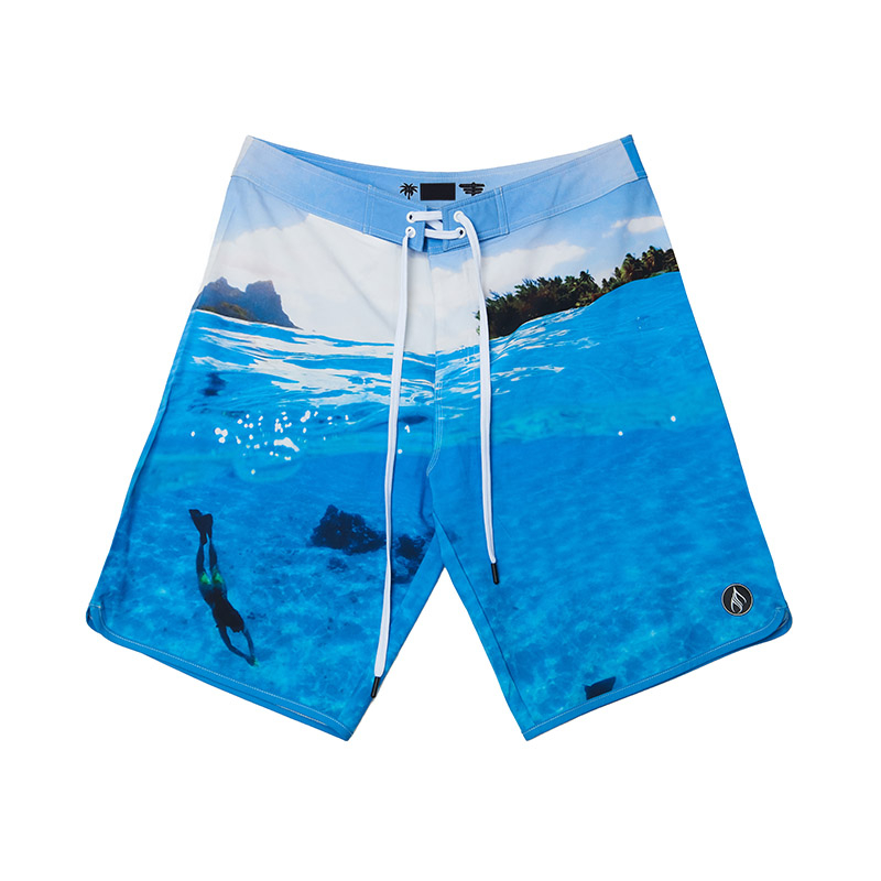 Blue Ocean Print Casual Shorts