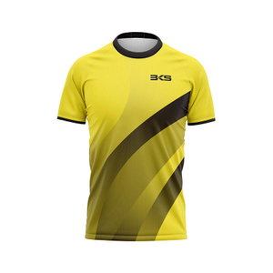 Men's Yellow Sports Short-sleeve Shirt with Print