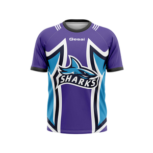Shark Print Purple Sports Short Sleeve for Men